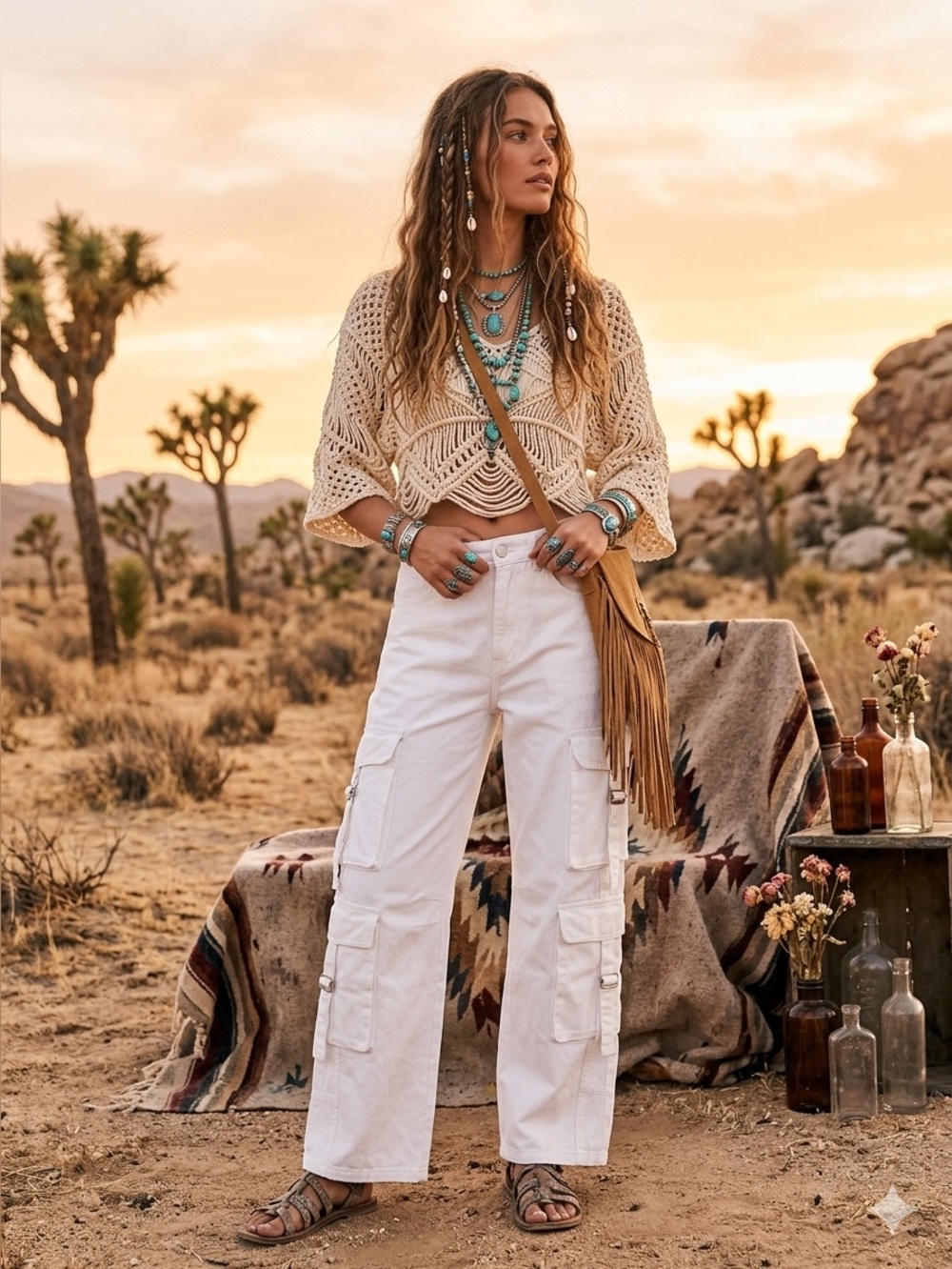 ZARA  White Cargo Pants - Casual Utility Style size US 2